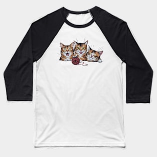 Three Cats Three Moods Baseball T-Shirt